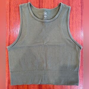 Aura Olive Green Ribbed Racerback Tank Top